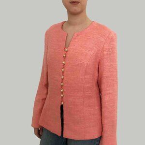 Coral Silk & Linen Blazer